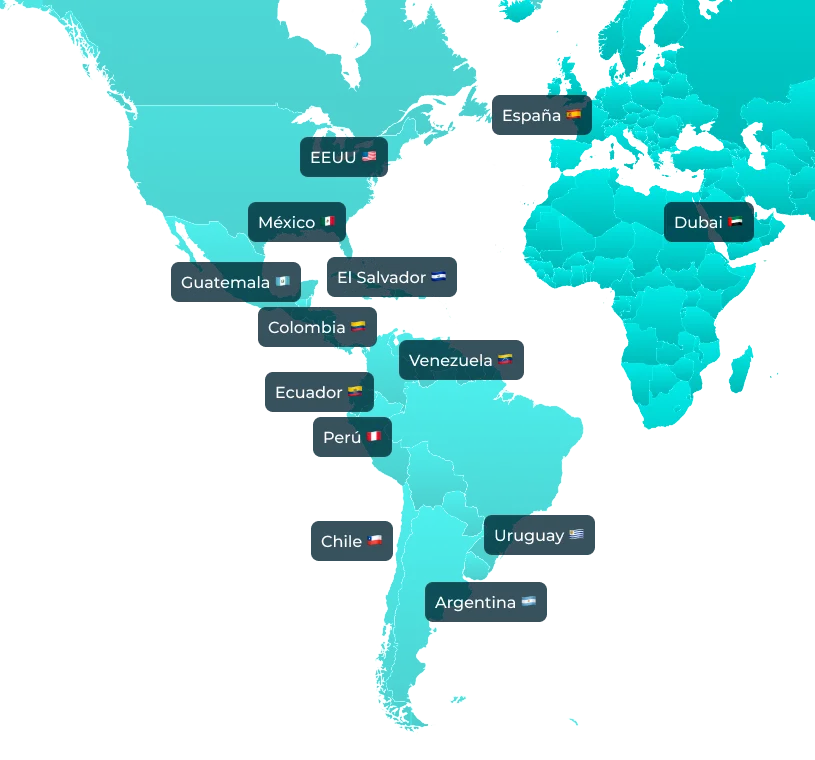 World Map with countries highlighted