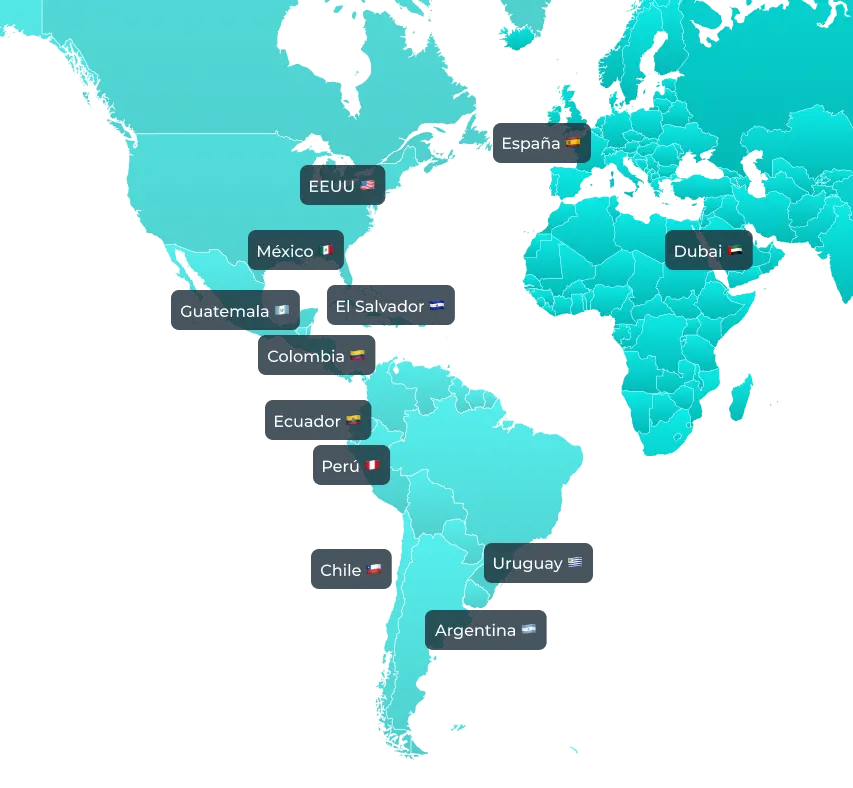 World Map with countries highlighted